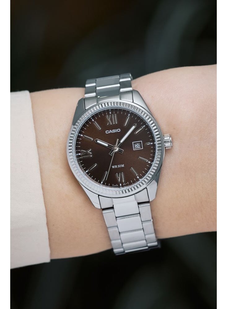 Casio Analog Quartz Brown Dial Stainless Steel Couple Watch MTP/LTP-1302DD-5AVDF - Image 3